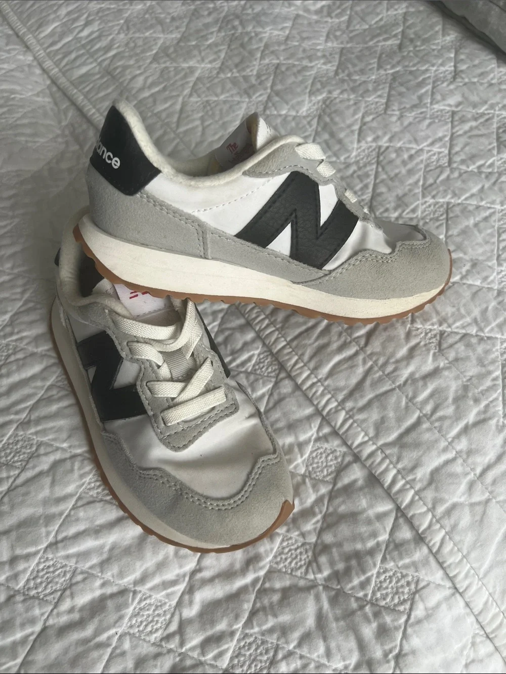 New Balance Kids White, Gray and Black Retro Runner Sneakers